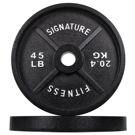 Signature Fitness Deep Dish 2 In. Olympic Cast Iron Weight Plates with ...