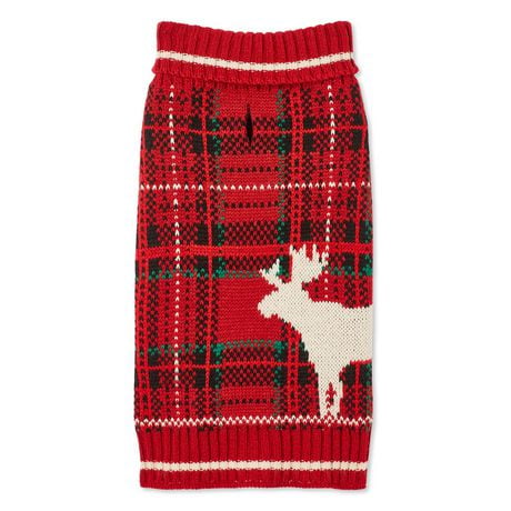 One Paw Holiday Pets' Moose Christmas Dog Sweater, Red, Sizes XS-XL, Warm And Soft, Sizes XS-XL