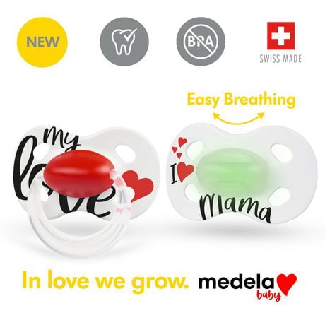 Medela Baby new DAY & NIGHT Pacifiers, Glow in the dark pacifier, Lightweight and orthodontic 0-6 months