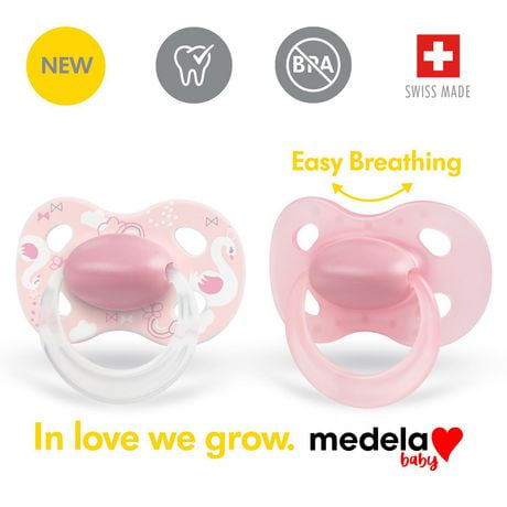 La nouvelle sucette ORIGINALE Medela Baby est parfaite pour un usage quotidien, sans BPA, légère et orthodontique - Sucette pour bébé 18+ mois – Fille