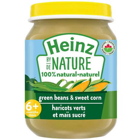 Heinz by Nature 100% Natural Baby Food - Organic Green Beans & Sweet Corn Purée, 128mL
