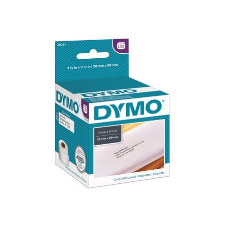 Dymo LabelWriter Address Thermal Labels, White, 1 1/8" x 3 1/2", 130 Labels/Roll, 2 Rolls/BX