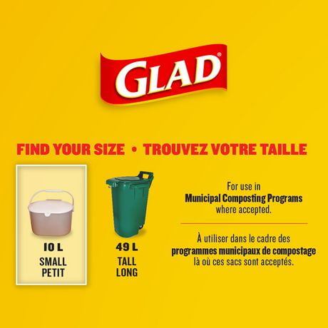 Glad 100 Compostable Bags Small 10 Litres Lemon Scent 100 Trash   6000199643894 