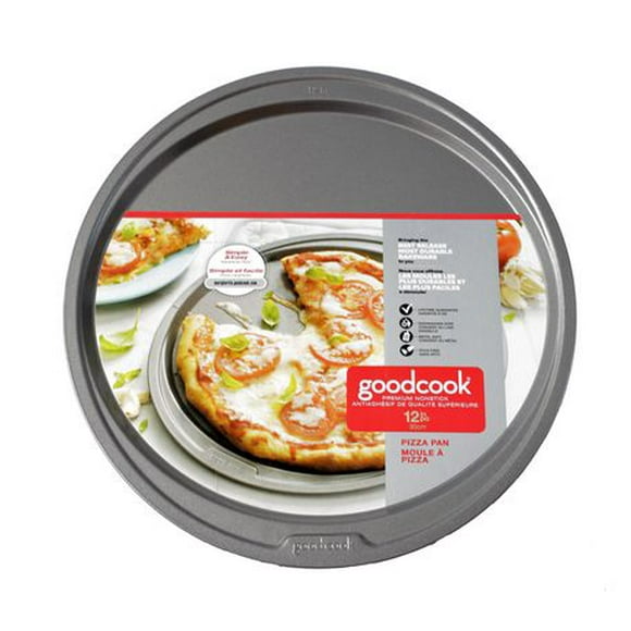 Plaque à pizza Les essentiels en acier antiadhésif de GoodCook, 12 po, grise Plaque à pizza en acier antiadhésif