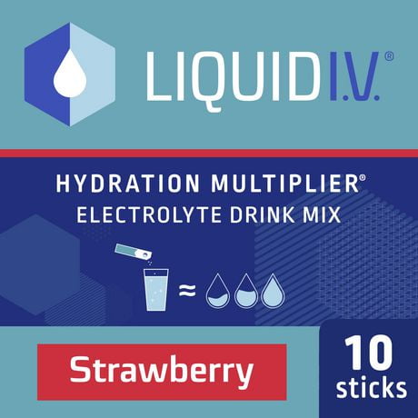Liquid I.V. Strawberry Hydration Multiplier Electrolyte Drink Mix, 16g Mix/10 units