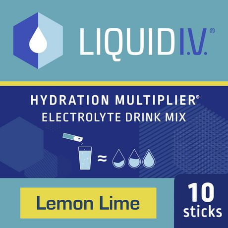 Mélange pour Boisson aux Électrolytes Liquid I.V.  Hydration Multiplier Citron-Lime 16g Mélange/10 unités