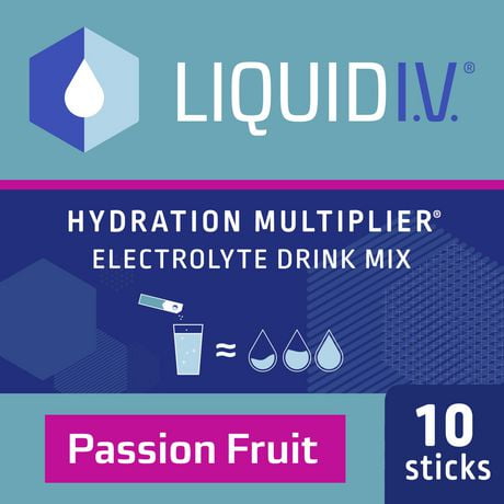 Liquid I.V. Passion Fruit Hydration Multiplier Electrolyte Drink Mix, 16g Mix/10 units