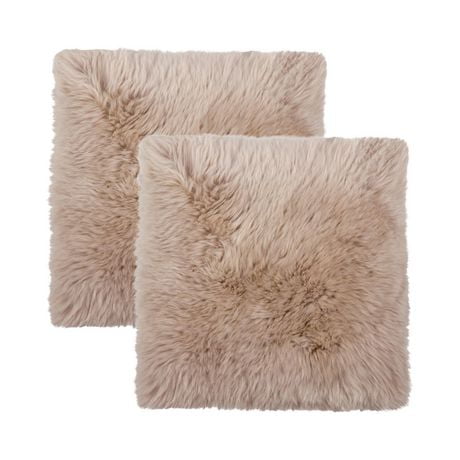 H-Natural 2-Pack 100% New Zealand Sheepskin Chair Seat Cover 17"X17"