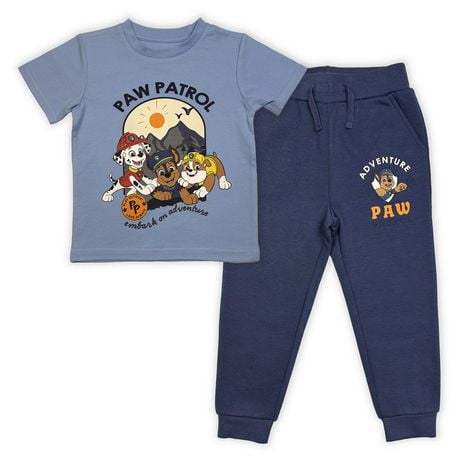 Paw Patrol Toddler boys 2 pc set included short sleeve  crew neck tee shirt and Jogger, Sizes 2T to 5T