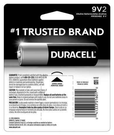 Duracell Coppertop Alkaline 9V Batteries, 2 Pack | Walmart Canada