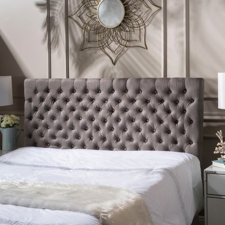Elina Grey Tufted Fabric King Cal, How To Clean Tufted Fabric Headboard