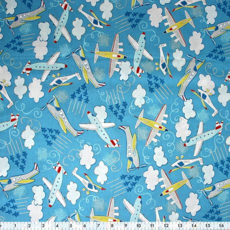 Fabric Creations Light Blue Plane Airshow Cotton Fabric by the Metre ...