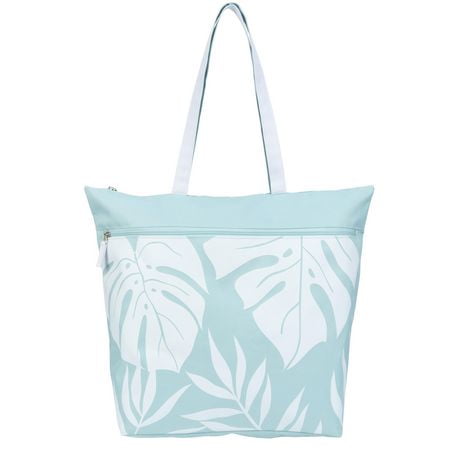 Time And Tru Top Zip Front Pocket Beach Bag Tote - Leaf, Space for everyday essentials