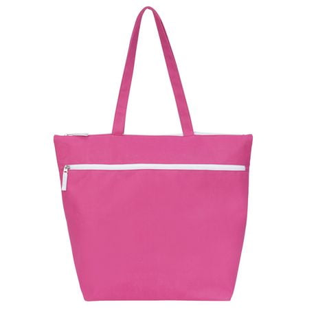 Time And Tru Top Zip Front Pocket Beach Bag Tote - Solid, Space for everyday essentials