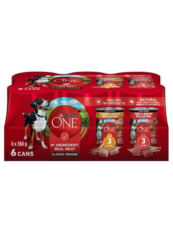 Purina ONE SmartBlend Classic Ground Variety Pack, Wet Dog Food 6 x 368 g, 6 x 368 g