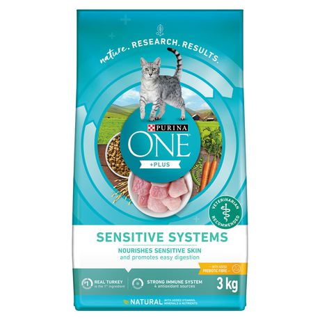 Purina ONE +Plus Sensitive Systems Turkey, Dry Cat Food, 1.8-3 kg