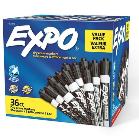 Expo Low Odour Dry Erase Markers, Chisel Tip, Black