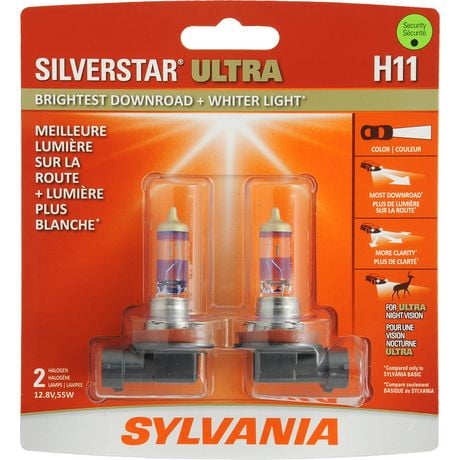 SYLVANIA H11 SilverStar ULTRA Halogen Headlight, Pack of 2