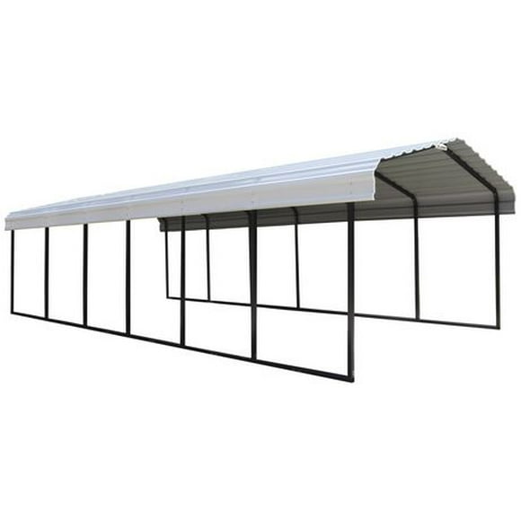 Steel Carport 12 x 29 x 7 ft. Galvanized Black/Eggshell