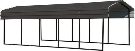 Steel Carport 10 X 24 X 7 Ft Galvanized Black Charcoal Walmart