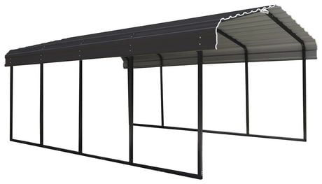 Steel Carport 12 X 20 X 7 Ft Galvanized Black Charcoal Walmart