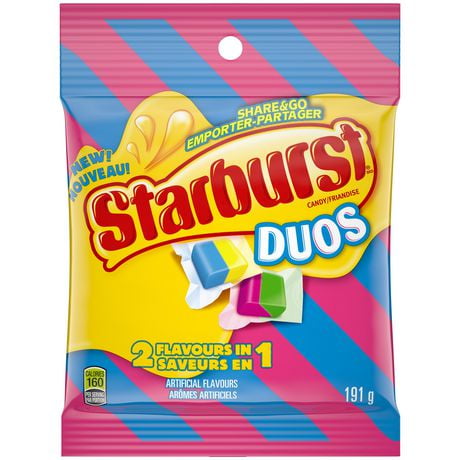 Starburst Duos Fruit Chew Candies, Fruity Flavoured, Bag, 191g ...