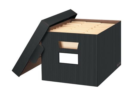 Bankers Box Stor File Decorative Storage Box Pinstripe 4 Pack