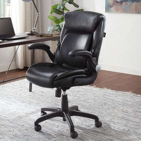 Serta AIR Lumbar Bonded Leather Manager Office Chair, Rich black bonded leather