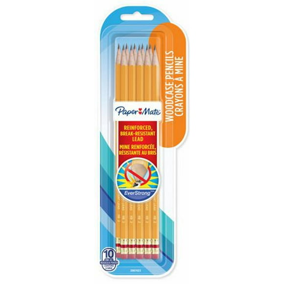 Paper Mate EverStrong #2 Pencils, Reinforced, Break-Resistant Lead When Writing, 10-Count, Woodcase Pencils