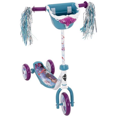 Huffy Disney Frozen 2 Kids Toddler Preschool 3 Wheel Kick Scooter with Basket 