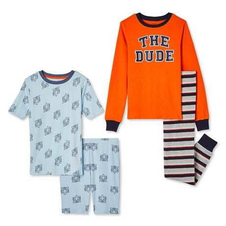 George Boys' Rib Knit Pajamas 4-Piece Set | Walmart Canada