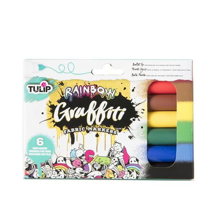 Tulip Graffiti Fabric Markers Bullet Tip 6 Pack Rainbow, Permanent fabric markers