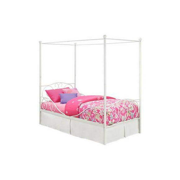 DHP White Twin Canopy Bed
