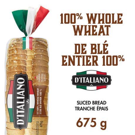 D'Italiano 100% Whole Wheat Bread, 675 g