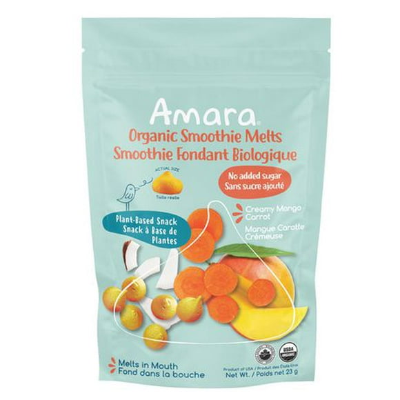 Amara Plant Based Yogurt Smoothie Melts, Mango Carrots, Melt in Your Mouth Org Snacks