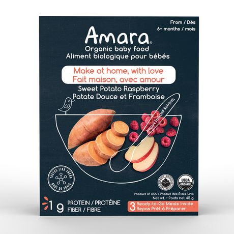 Amara Patate douce et framboise Aliments biologiques pour bébés Aliment biologique pour bébés