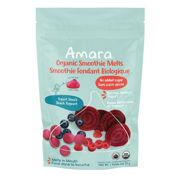 Amara Plant Based Yogurt Smoothie Melts, Beets n Berries, Melt in Your Mouth Org Snacks