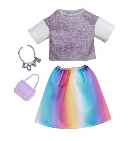Barbie Complete Looks Rainbow Skirt & Gray Top Fashion Pack | Walmart ...