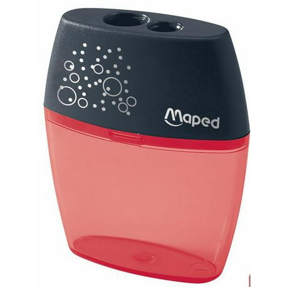 PENCIL SHARPENER SHAKER 2HOLES CANISTER RED, Standard or large pencils