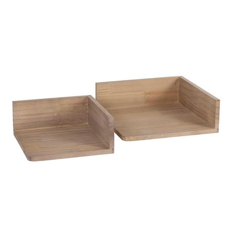 hometrends Levie Wood Corner Shelf Set, Set of 2