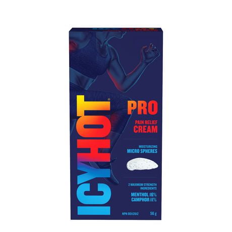 Icy Hot Pro Pain Relief Cream 56g Tube, Fast Acting, Temporarily Relieves Minor Aches and Pains of Muscles and Joints Associated with Arthritis, Simple Backache, Strains & Sprains, Menthol & Camphor, Icy Hot Pro Pain Relief Cream 56g