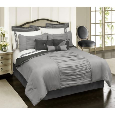 Safdie & Co. Home Deluxe Collection Grey 100% Polyester Comforter Set 