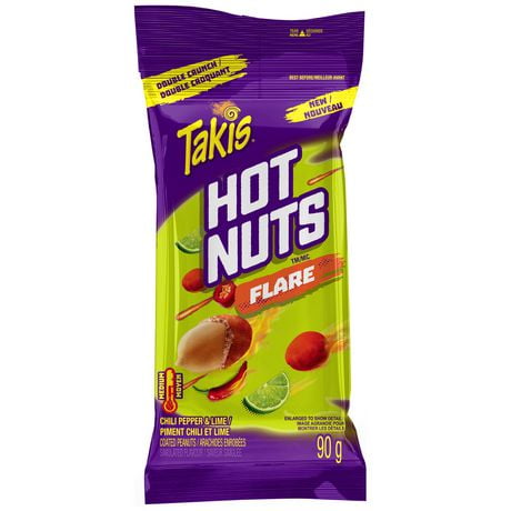 Arachides enrobées Takis Hot Nuts Flare à saveur de piment rouge et de lime Arachides enrobées Takis Hot Nuts