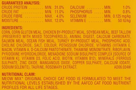 meow mix nutrition facts