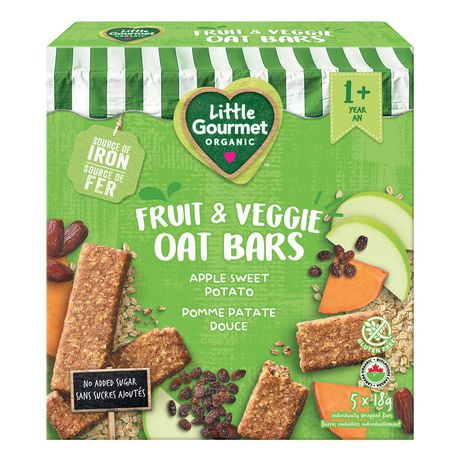 Little Gourmet Organic Fruit & Veggie Oat Bars Apple Sweet Potato, Oat Bars