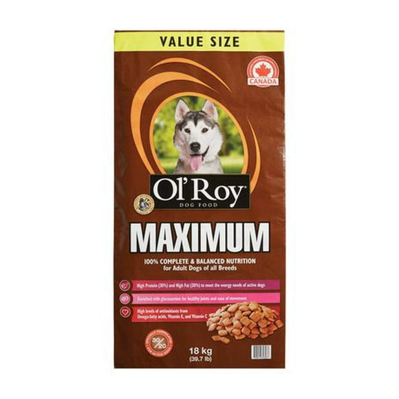 Ol' Roy Maximum - Nourriture sèche pour chiens adultes 18 kg (39,7 livres)