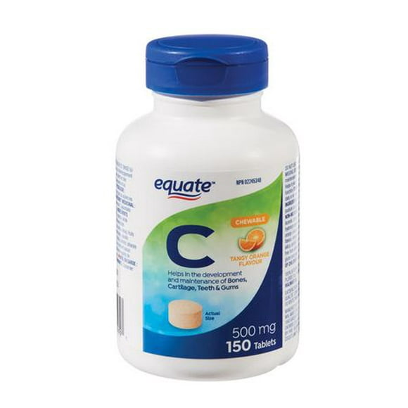 Equate Vitamin C 500mg Orange Chewables, 150 Tablets