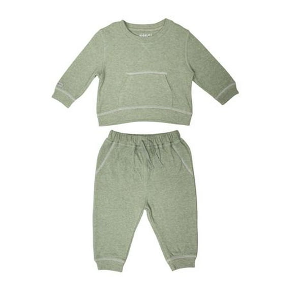 Juddlies Designs - Baby, Toddler - Breath-Eze Collection - 2 Piece Cotton Jogger Set - Olive Fleck