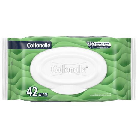 Cottonelle GentlePlus Flushable Wet Wipes with Aloe & Vitamin E, 1 Flip-Top Pack, 42 Wipes Per Pack, COTT FW 42