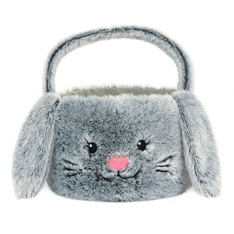 Way To Celebrate Easter Plush Jumbo Bunny Easter Basket, Grey | Walmart ...